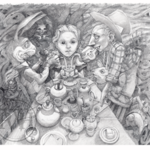 Framed Graphite Tea Party