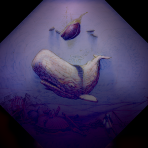 Framed Octagonal White Whale, Plum Depths Version